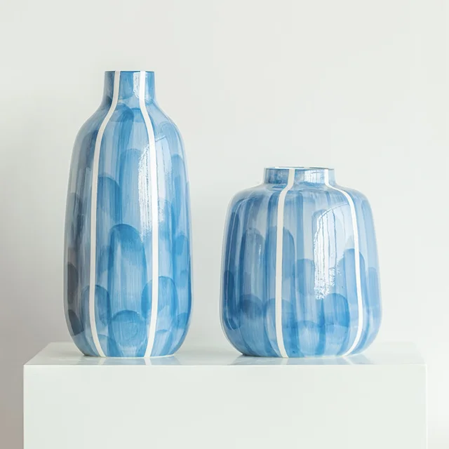 Modern Home Decor Vases Blue Ceramic Vases Creative Vases Home Desktop Decoration