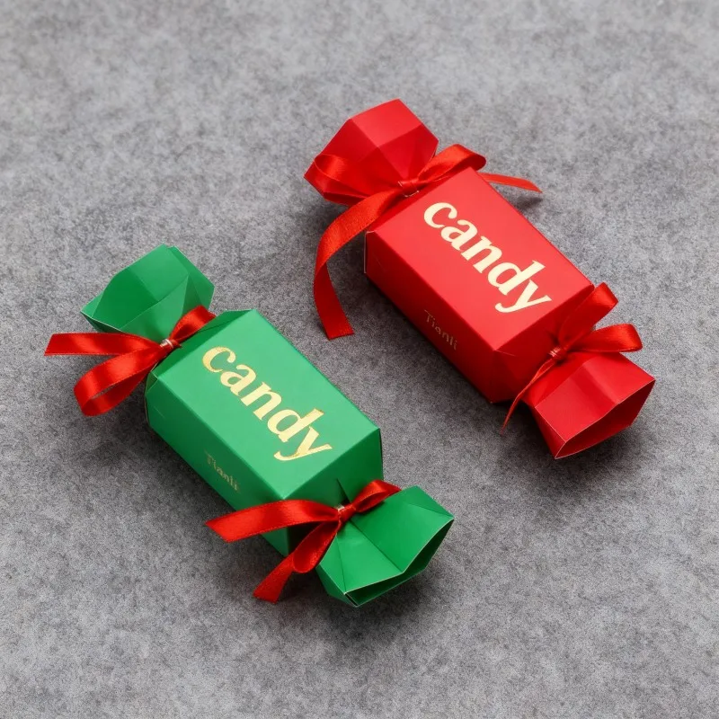 Caixa de Papel Biodegradável em Forma de Doce, Reciclável e Apropriada para Alimentos, ideal para o Natal, para Embalagem de Doces, Lanches, Chocolate e Biscoitos