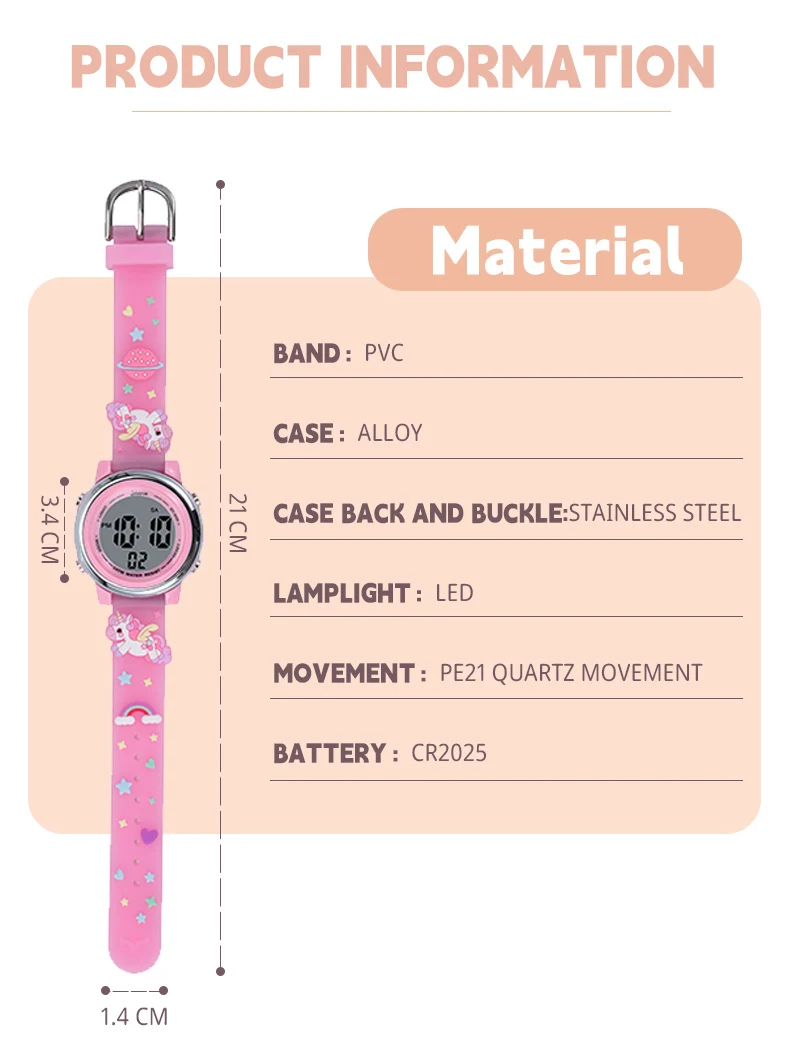 Fast Delivery Kids LED Digital Sport Cartoon-Style Stainless Steel Watch 30M Water Resistant Chronograph Stop Watch Alarm
