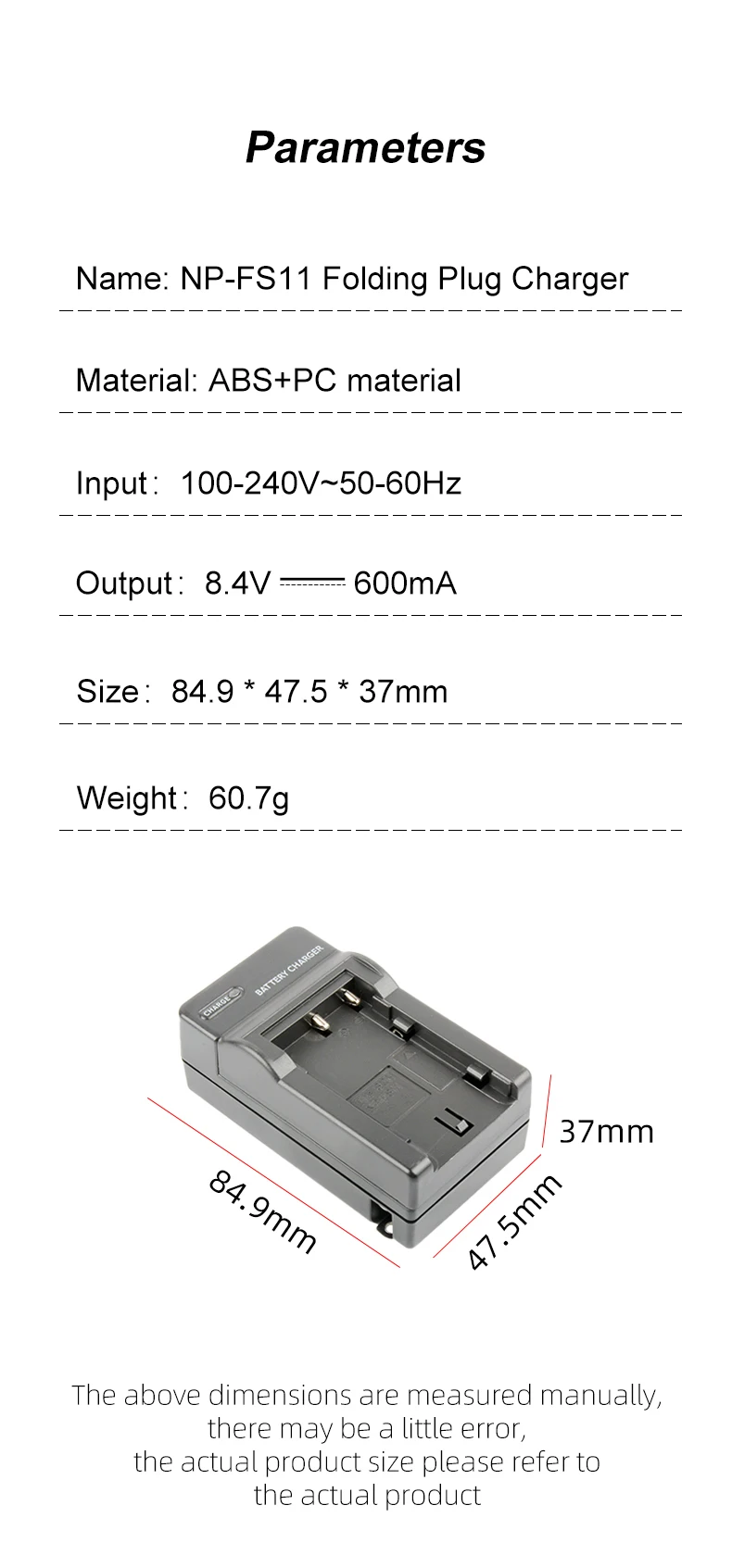 NP-FS11 Folding Plug Charger for Camera Battery NP-FS11 details