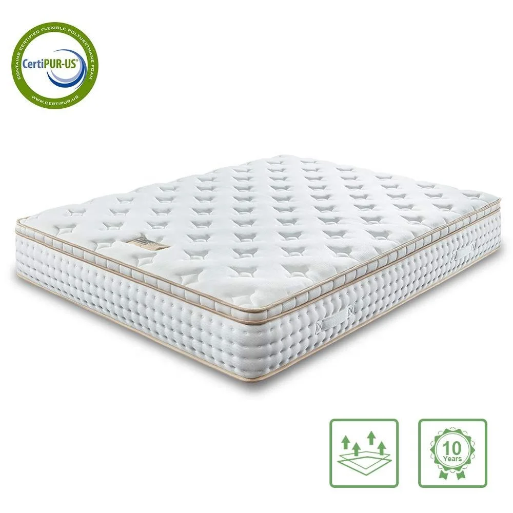 Euro Top Fireproof Uk Bed Mattress Queen King Size Fabric Latex Memory