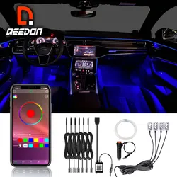 Автомобильный светильник Qeedon для Tesla с подсветкой ног, светодиодные светильники для украшения автомобиля с управлением через приложение, полоса для салона автомобиля