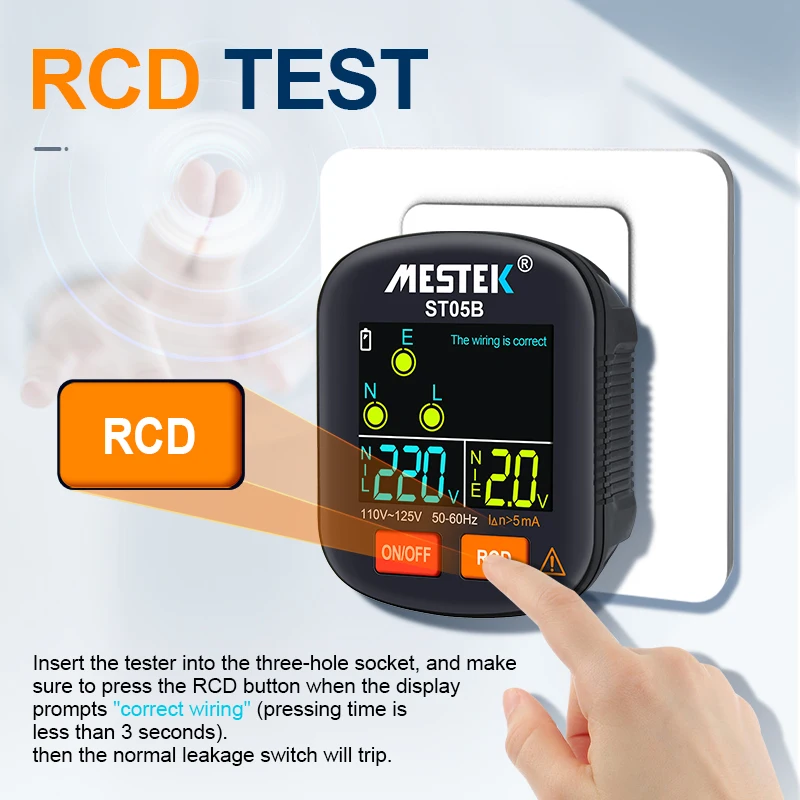 ST05B Socket Standard  US Ground Tester US  Plug Industrial Electric Wall Socket Cheap GFCI RCD Digital Black Socket