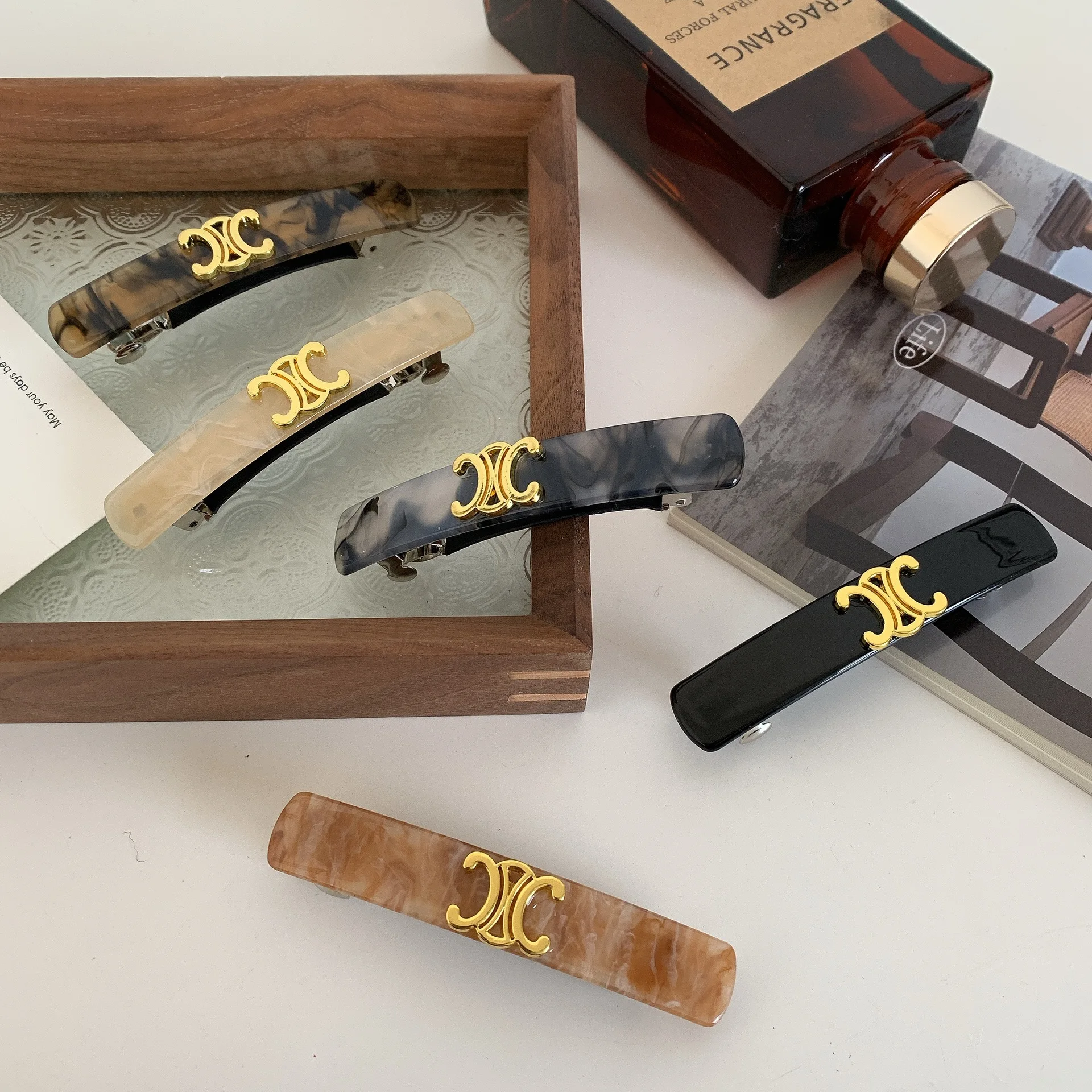 2023 TS зимние заколки для волос в стиле принцессы для взрослых женские роскошные заколки для конского хвоста фирменные акриловые заколки с логотипом