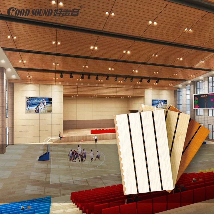 GoodSound Fireproof 3d Model Design Theater Hall Wall Sound Absorbing Mdf Ceiling Acoustic White Wood Panels/Sample Link