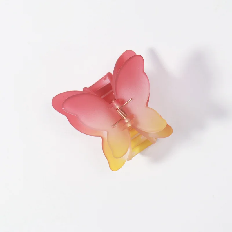Пластиковый зажим для волос в виде бабочки новый градиентный цветной мини-зажим заколка украшения головной убор оптовая