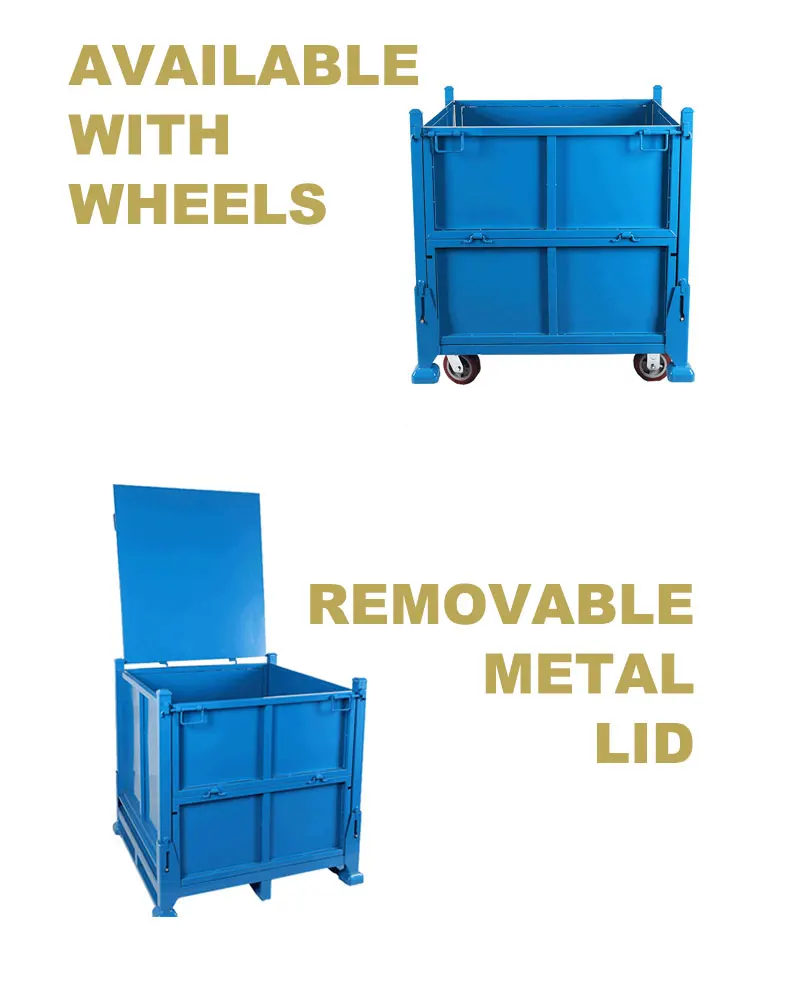 Industrial Metal Storage Cage Stackable Warehouse Turnover Boxes With ...