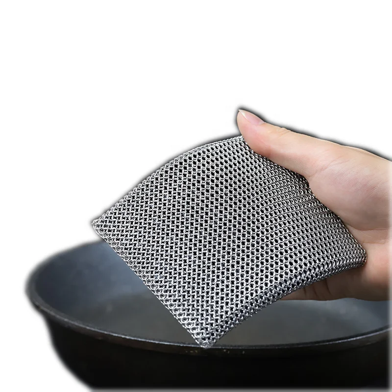 Cast Iron Chainmail Mesh Cleaning Stainless Steel Kitchen Scrubber With