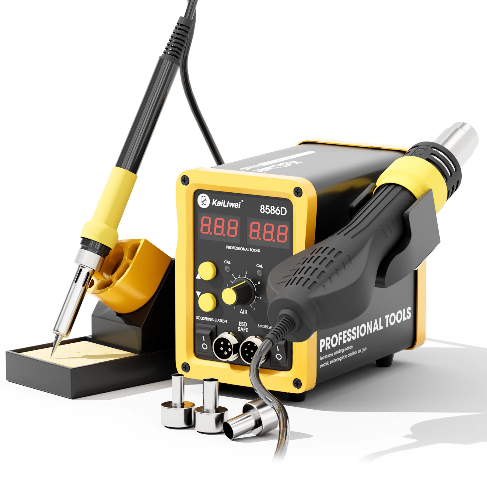 2-in-1 750W LED Soldering Station With Hot Air Gun - Digital Display For PCB IC SMD BGA Welding 110V