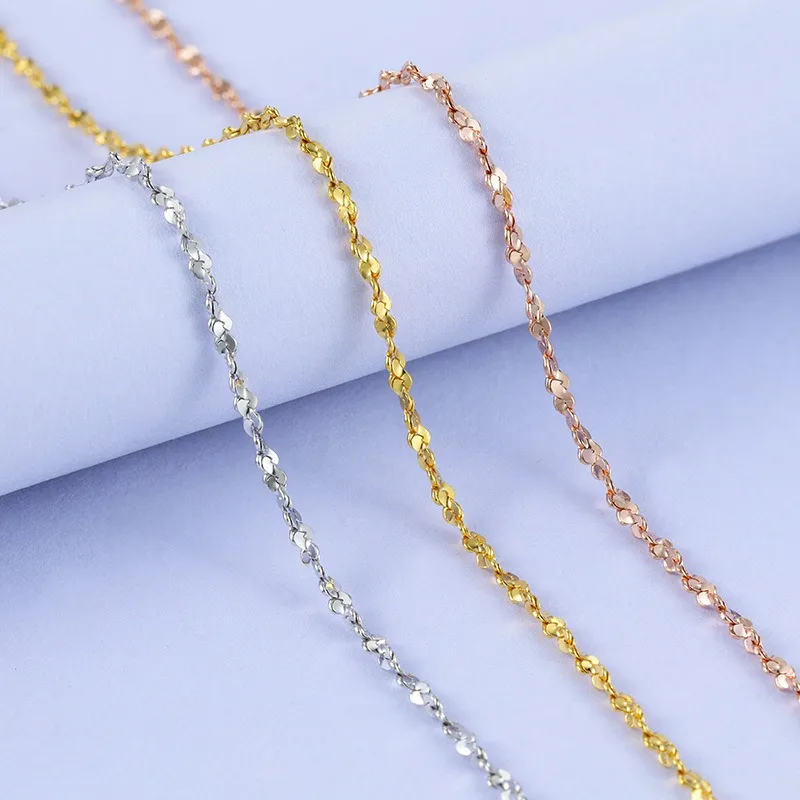 Gold Chain Silver Plated Chain For Jewelry Making Genuine 18k Gold