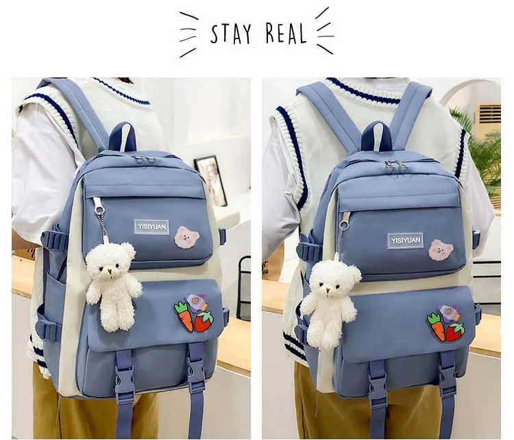 2023 New Fashion School Book Bag Student School Bag Set Cute College ...