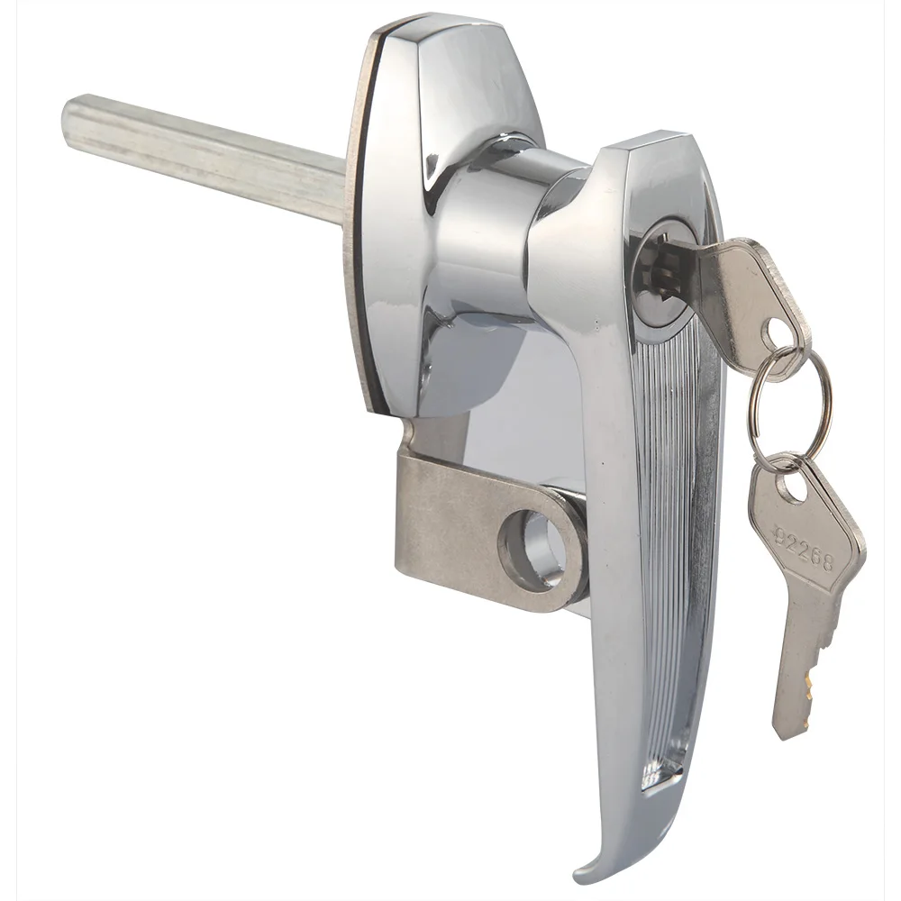 High Security Bright Chrome Plated Zinc Alloy Cabinet Lock Set L Handle with Key Anti-Theft Tubular Lever Lock