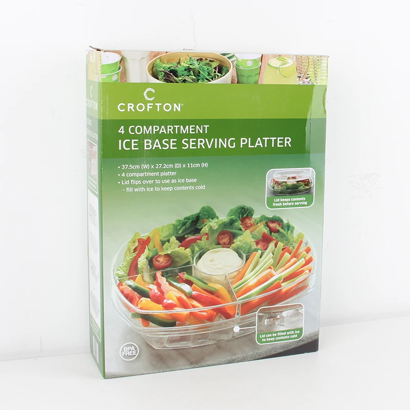 Simply Instyle Appetizer Serving Tray On Ice With Lid,3 Layers 15 Inch Party Platter With 4