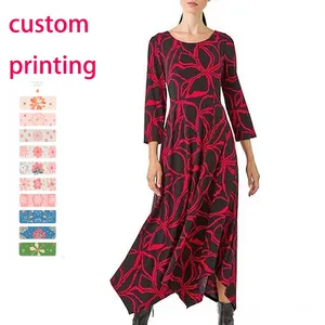 Roman Originals Hanky Hem Swing Dress Pockets Asymmetric Hemline Stretch Jersey 3/4 Sleeve Winter Smart Casual Work Office Dress