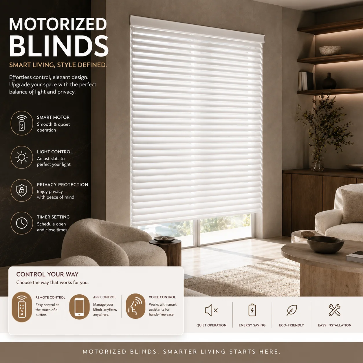 Cordless Motorized Wooden Blinds Intelligent Electric Remote Control Filter Home Decoration Curtain Blinds