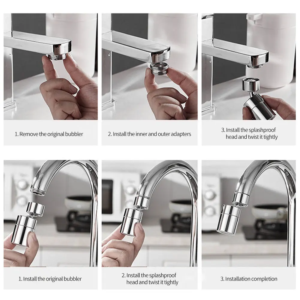 Universal Splash Faucet Spray Head 720 Degree Rotating Tap Filter Water