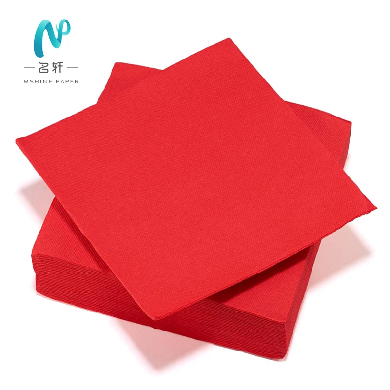 MingXuan Custom Cocktail Paper Napkins Beverage for Restaurant Red With logo