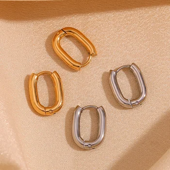 Minimalist Jewelry O Shape Mini Hoop Earring 18k Gold Plated Stainless Steel Jewelry boucles d'oreilles
