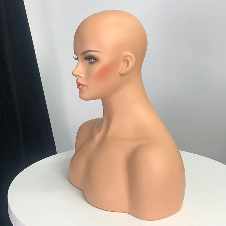 Oshhni Schaufensterpuppenkopf Aus Kunststoff - Perückenhalter Für Friseure & Make-up-Übung, Schwarz
