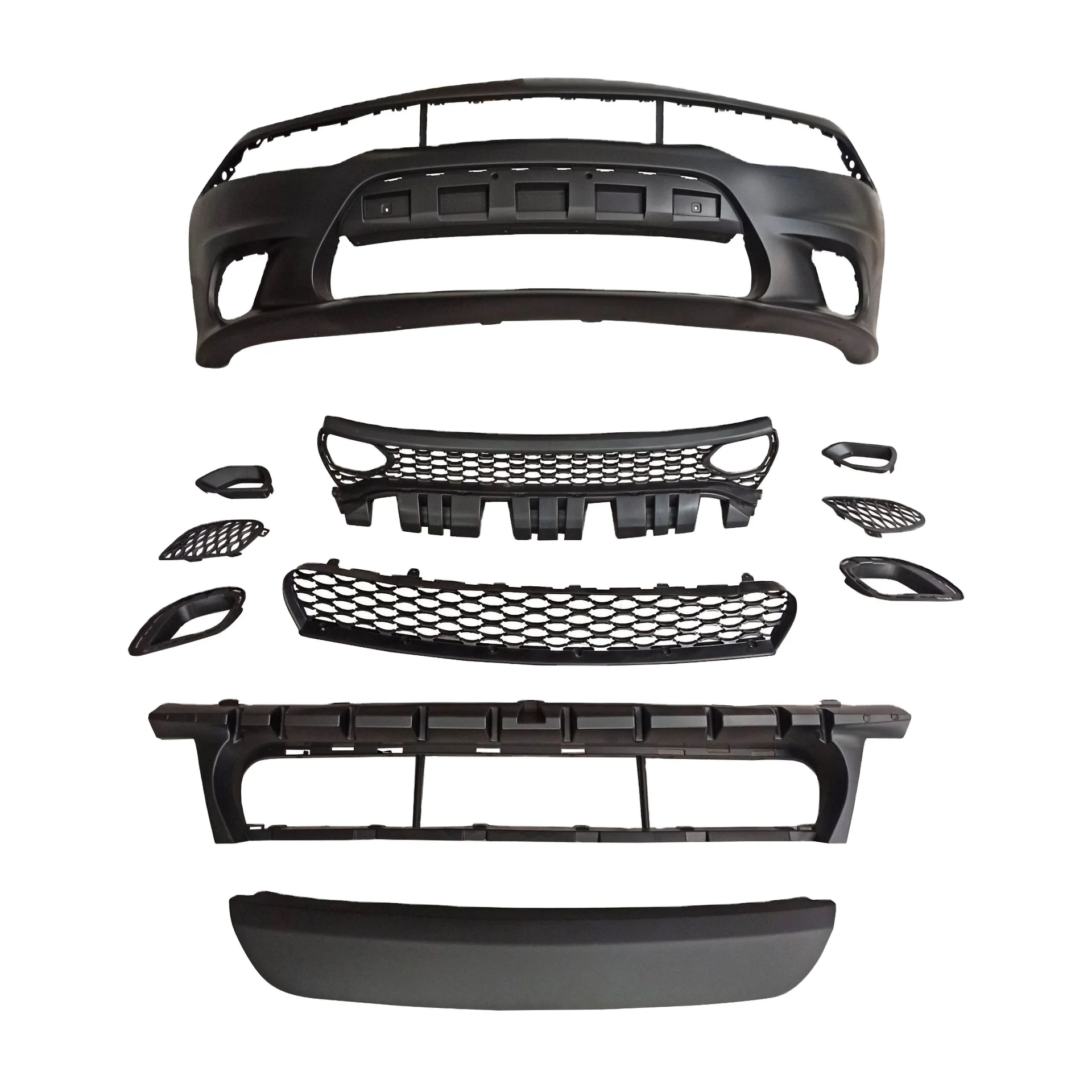 Tiypeor Front Bumper Kit Upgrade 2015-2023 Dodge Charger Hellcat SRT Style Grill Fog Lamp Hole Car Body Kits Fit for Dodge