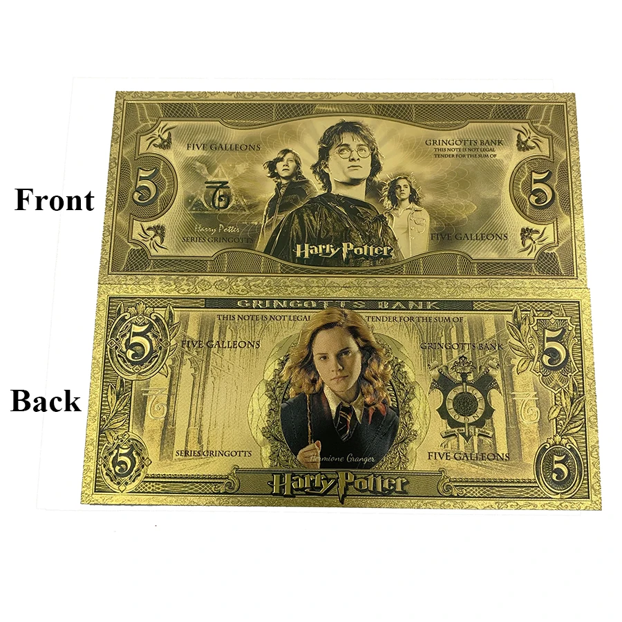 3 types Harry Potter Hermione Gold Banknote Magic world Cards for fans gift 