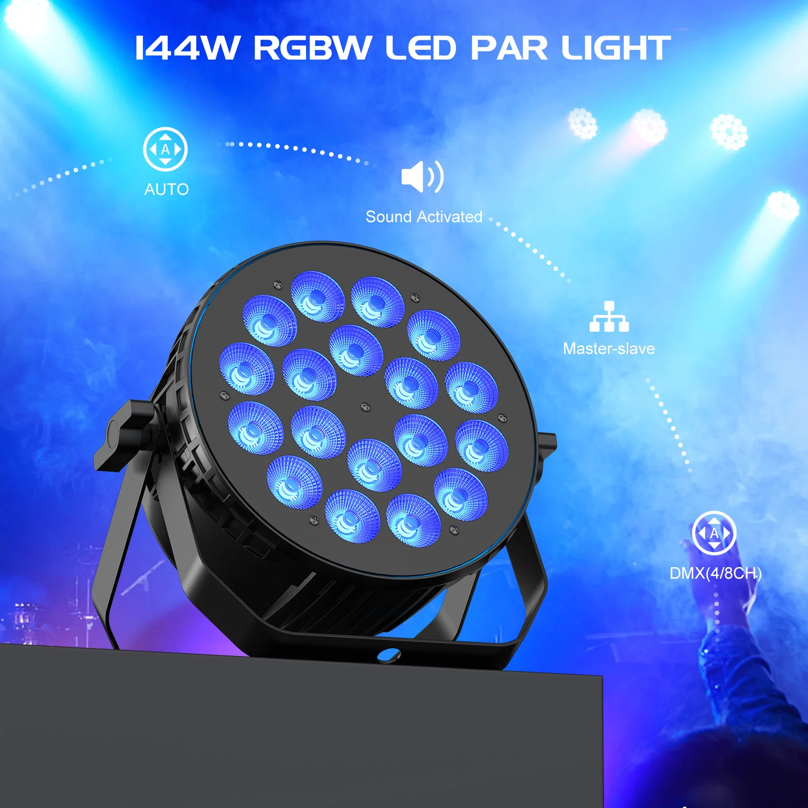 18X8W RGBW LED Stage Par Lights - DMX512 Control for Events