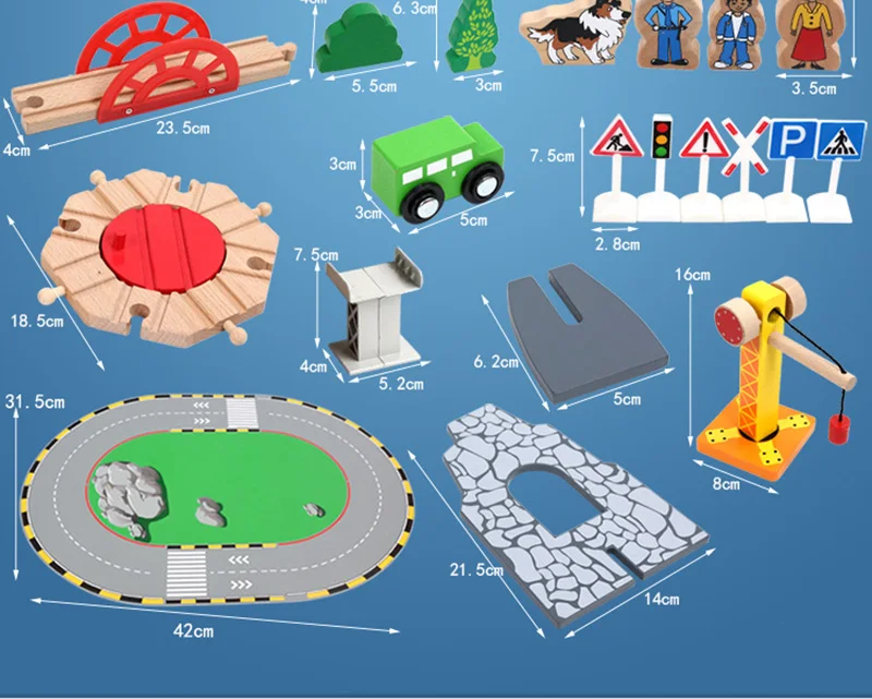 COMMIKI Children's Wooden Toy Building Blocks 100 Pieces Country Track Thomas Little Train Children's Educational Toy Set