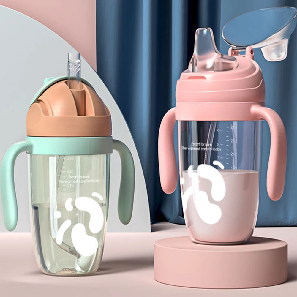 Hot Cheap Baby Water Bottle With Straw And Handle Training Cups Bpa