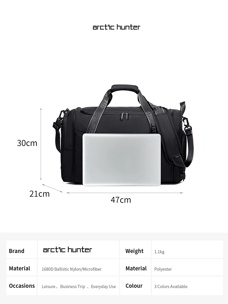 ARCTIC HUNTER Men Gym Fitness Bag Waterproof Shoes Compartment Travel Sports Duffel Bag Large capacity package Other Backpack