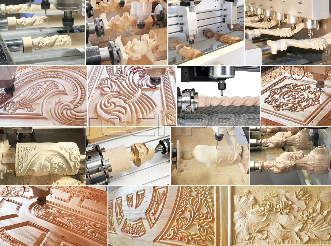 Factory Directly Sale Multi Head 6 Spindle 4 Axis CNC Router Cutting Machine With Rotary Device for Wood Furniture