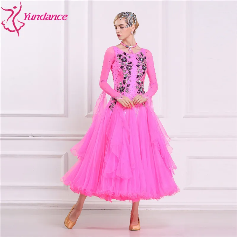 B-16204 Hot Pink Ballroom Dress with Rhinestones & Custom Sizes