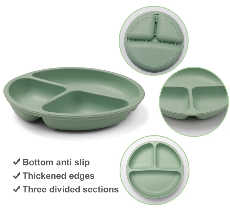 Modern Design round Baby Plate Easy to Clean Food Grade Silicone Ceramic Material Kids Dining Dinnerware Sets for Babies Feeding
