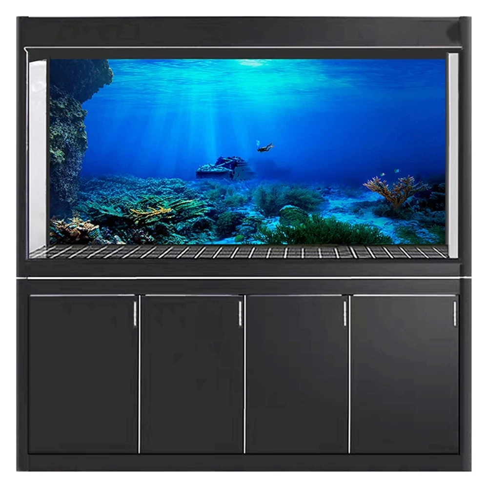 Aquarium Background Poster 3D PVC Adhesive Sticker Fish Tank Underwater  World Backdrop Decoration Paper Landscape Wallpaper - Main Image