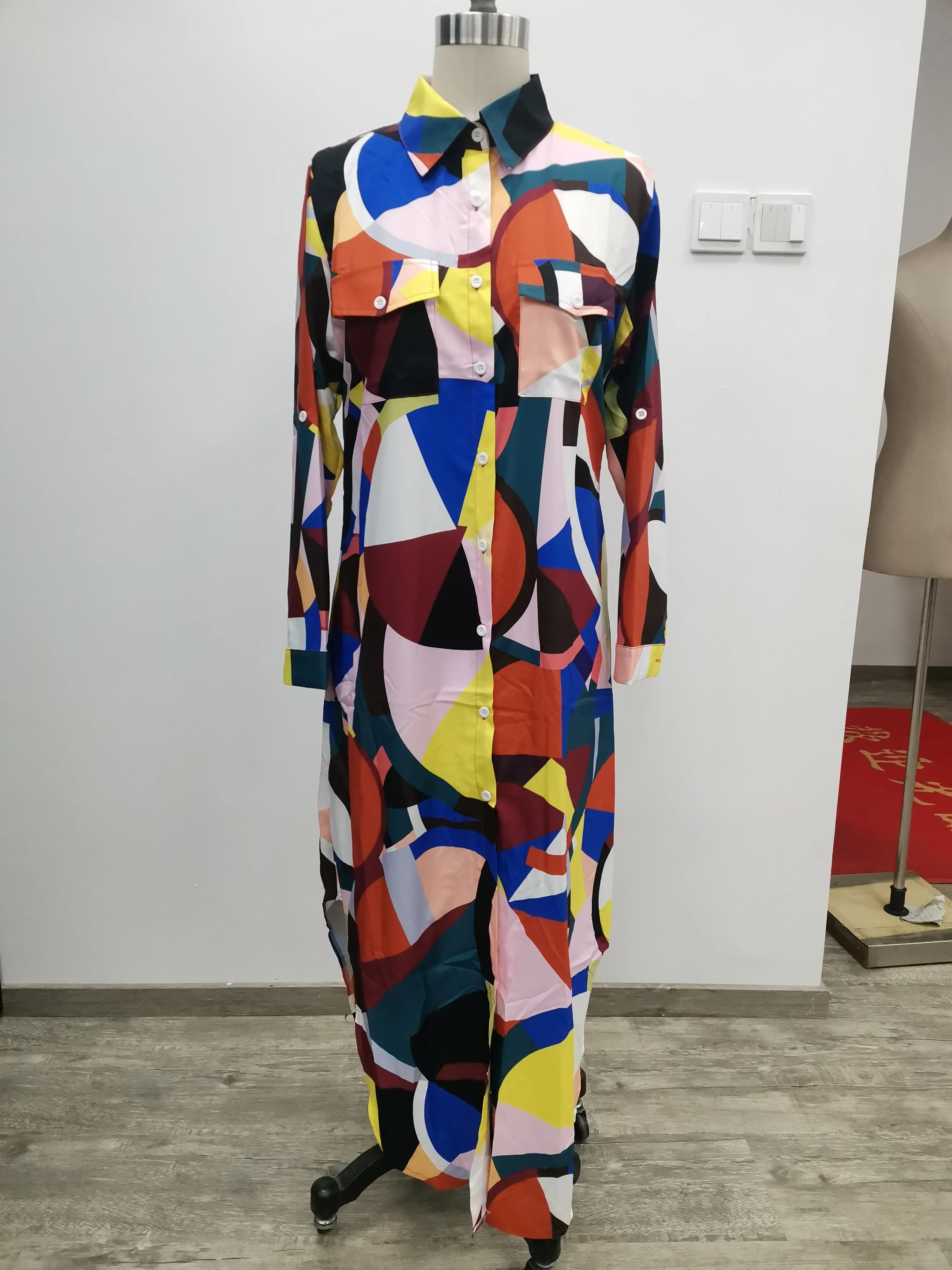 Shop Our Latest Vintage Maxi Shirt Dress with Button Side Split