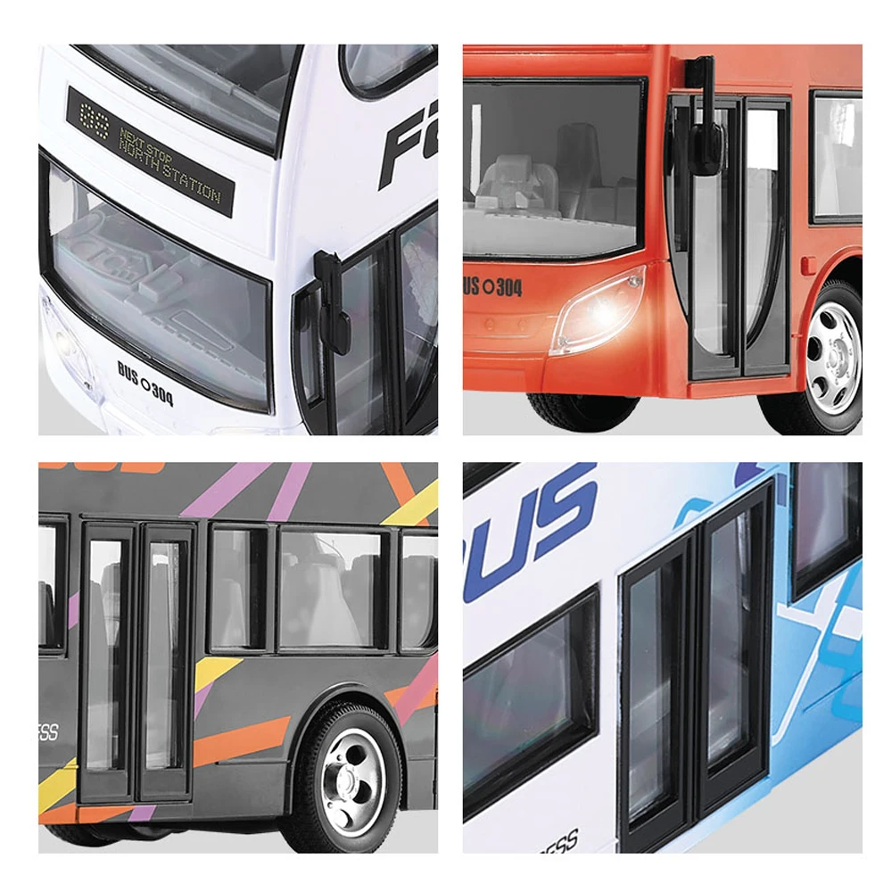 Autobús Turístico RC De 2 Pisos – Control Remoto 4 Canales Con Puertas Abatibles Y Diseño Anticolisiones – Juguete Para Niños De 3 Años En Adelante