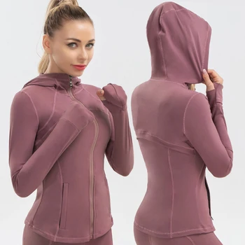 Women's Brushed Full Zip Hoodie Breathable Long Sleeve Shirts Gym Running Light Weight Sports Top Custom Track Jacket