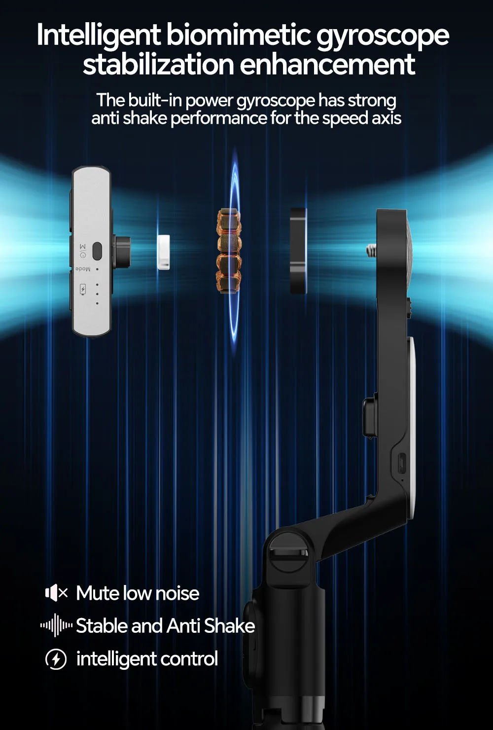 Gesture Control 360-degree Adjustable Camera Tripod Detachable Phone Clip Quadrupod Selfie Stick