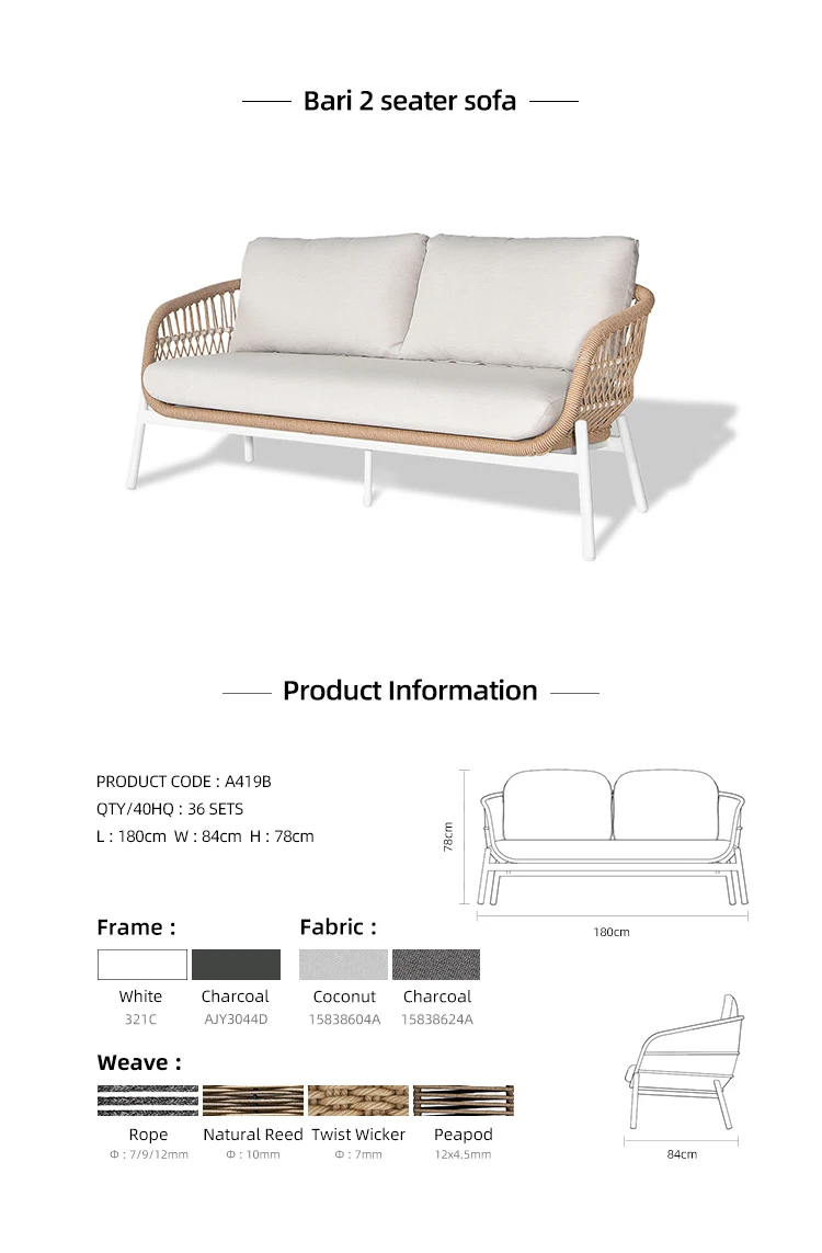 Artie Highend Outdoor FurnitureBari Rattan outdoor Sofa Set