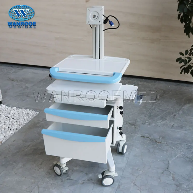 
BWT-001N1 Medical Dual Monitor Emergency All-in-one Computer Workstation Cart Trolley with Drawers 