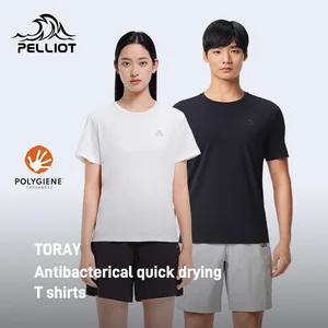 New Pelliot T-shirt Men's TORAY Antibacterial Quick Drying Short Sleeved UPF50+ Sunscreen Casual Fahion Shirts