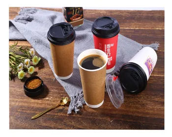 Hot sale double wall disposable  coffee paper cup for hot drinks with lid sleeve holder