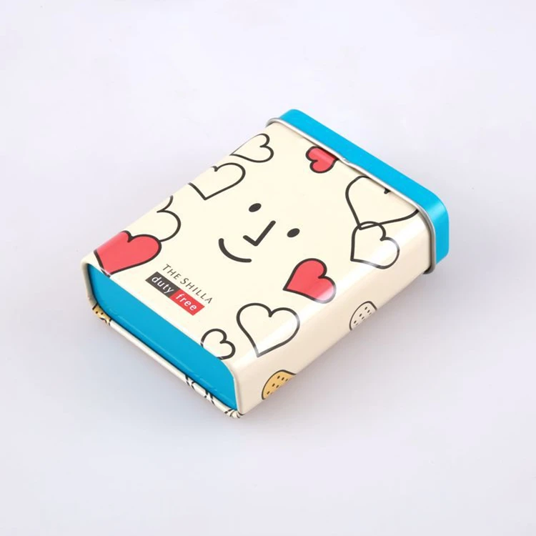 Custom Rectangular Hinged Lid Candy Mint Bandage Packaging Metal Tin Box for Band-aid