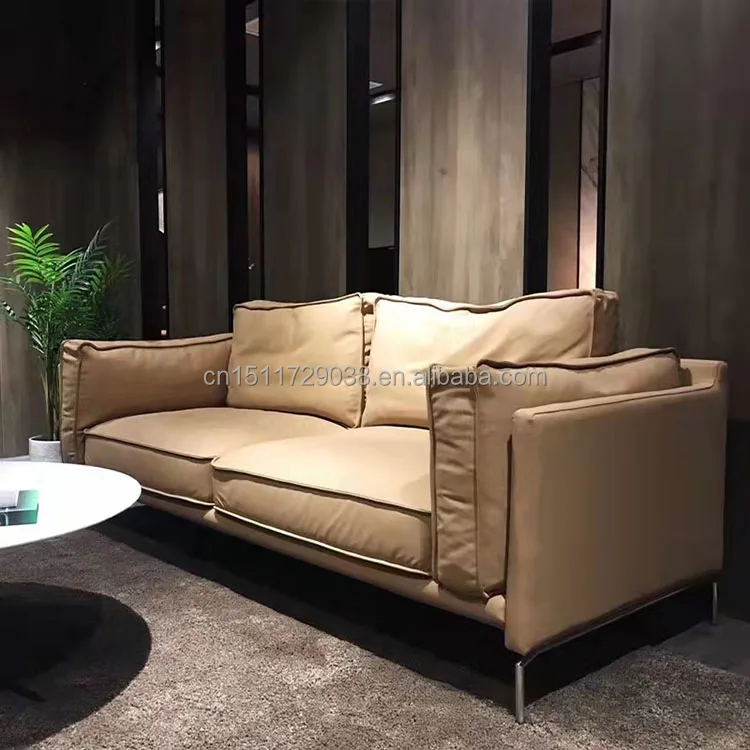 Italian Modern Leather Sofa Luxury European Style Living Room Villa