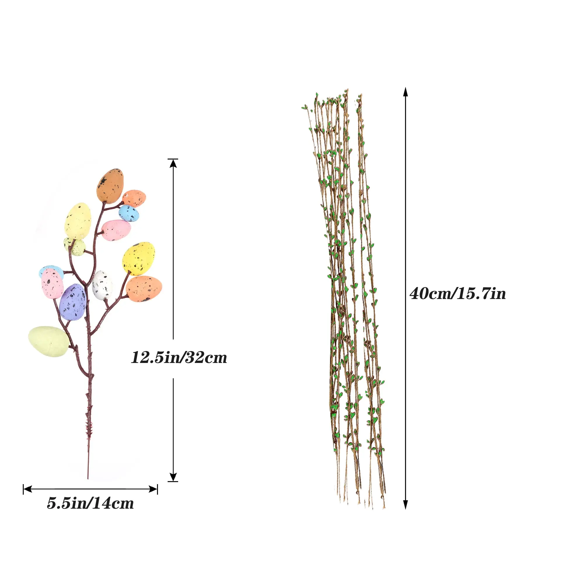 Pastel Artificial Easter Spray Vine Decorative Spring Floral Arrangement Centerpiece Foam Easter Eggs Berries for Home Office