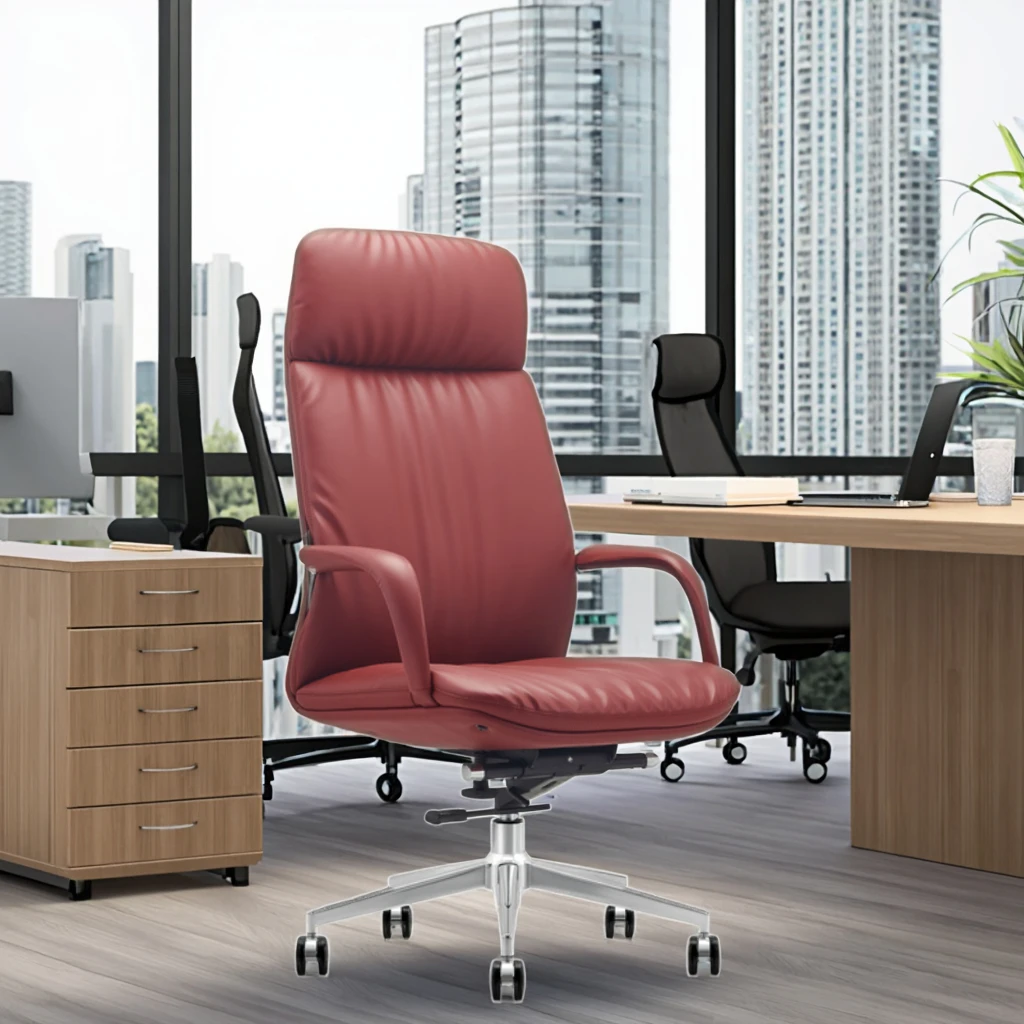 Luxury Double Layer Executive Chair Iron Frame Construction PU Wheels Commercial Installation 4