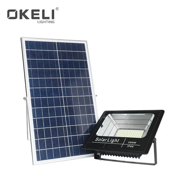 OKELI China Factory price aluminum IP66 waterproof 30w 60w 100w 200w SMD 2835 outdoor solar led flood light