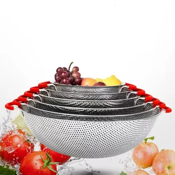 Colander Set of 6, Stainless Steel Perforated Metal Colander Strainer with Handles for Spaghetti, Pasta, Berry 1/2/34//5/6-quart