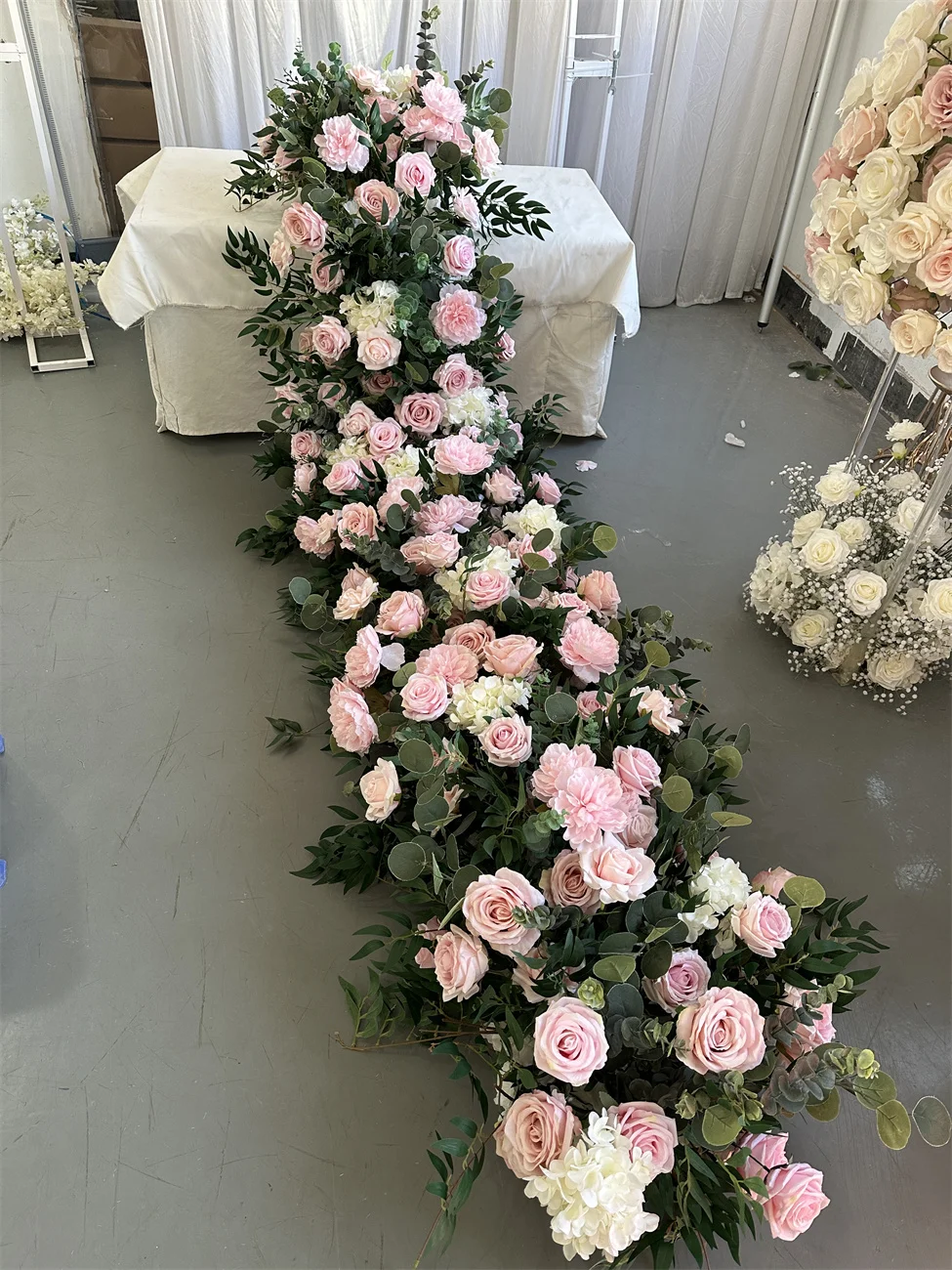 IFG 8ft Long Silk Artificial Flower Aisle Runner for Weddings
