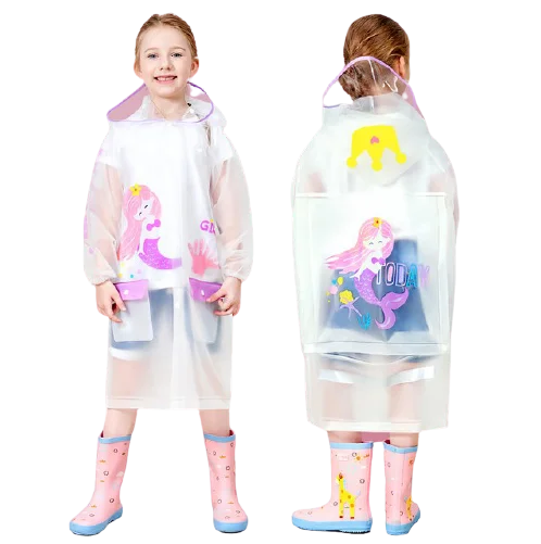 peva raincoat cartoon rain coat waterproof poncho children backpack kids pvc rain wear