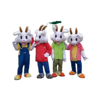 MOQ 1 PC professional custom cute White sheep mascot costume cartoon walking Goat animal character costume suit for sale